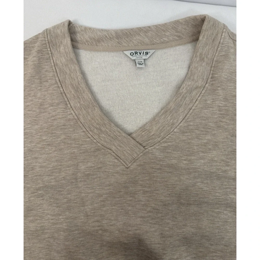 Orvis V-Neck SOFT Modal‎ Sweatshirt Womens Size Large Beige
